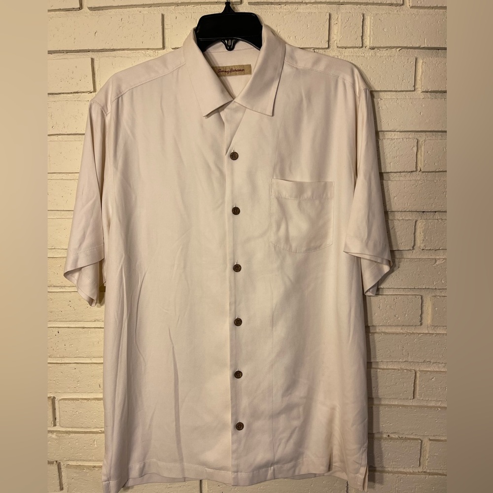 Tommy Bahama Men’s Button up Shirt S/P Cream 100% Silk